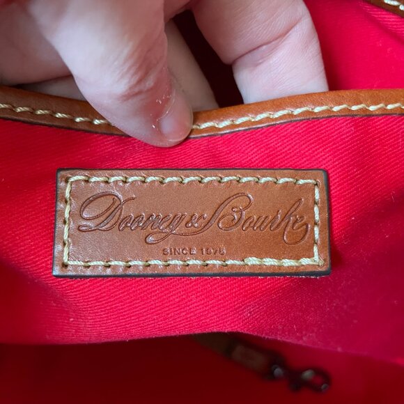 Dooney & Bourke pebbled leather tote, snap closure, color: gray and cognac - Picture 7 of 10